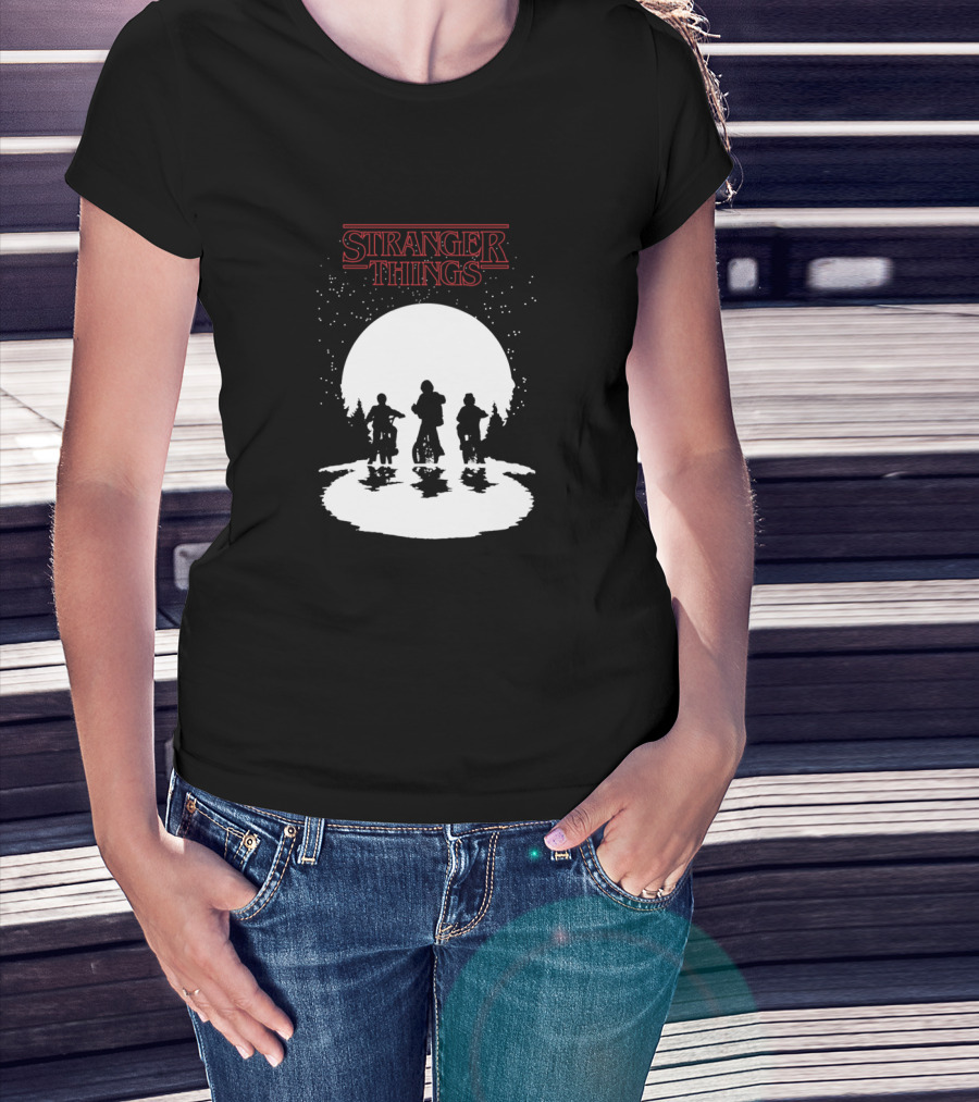 Stranger Things Moonlight Bike Adventure Silhouette T-Shirt