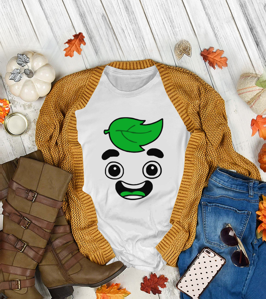 Guava Juice Leaf Head Character Face T-Shirt