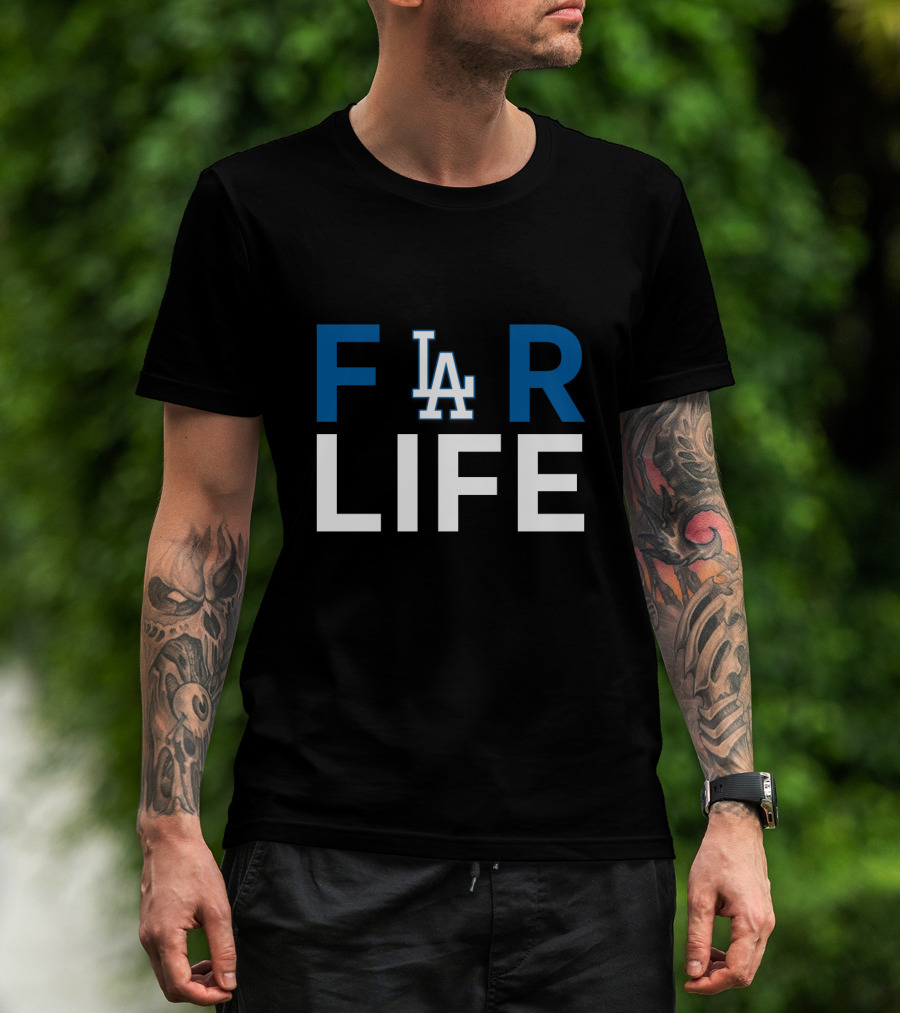 LA Dodgers For Life Fan Tribute Text T-Shirt