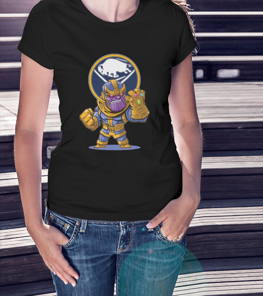 Thanos Holding Infinity Gauntlet In Front Of Buffalo Sabres T-Shirt