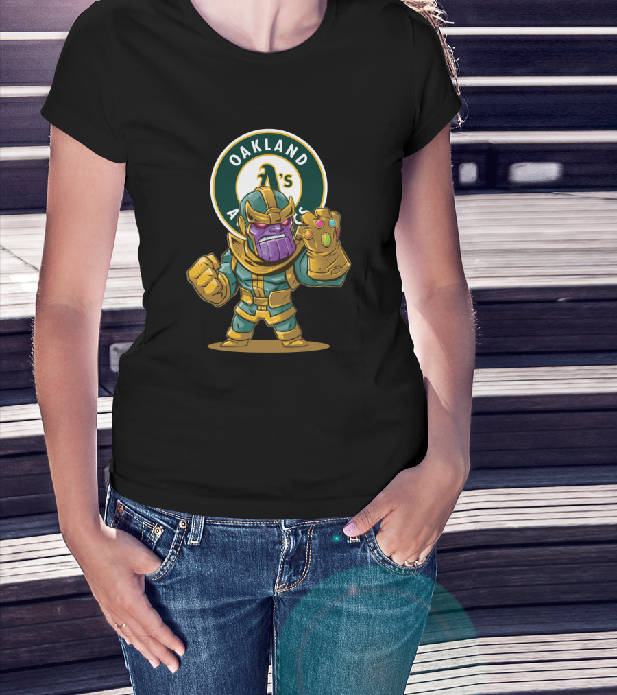 Oakland Athletics Thanos Infinity Gauntlet Crossover Fan T-Shirt