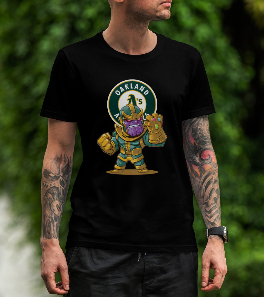 Oakland Athletics Thanos Infinity Gauntlet Crossover Fan T-Shirt