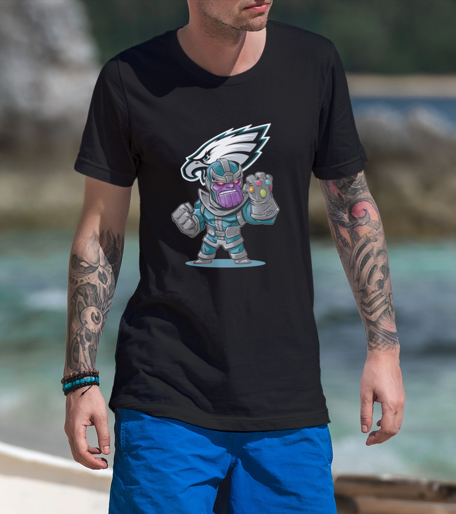 Thanos Philadelphia Eagles Infinity Gauntlet Crossover T-Shirt