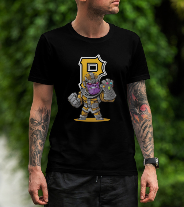 Thanos Pittsburgh Pirates Mashup Gauntlet P Baseball T-Shirt