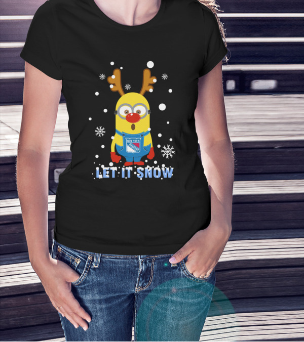 New York Rangers Minion Reindeer Let It Snow Holiday Crossover T-Shirt