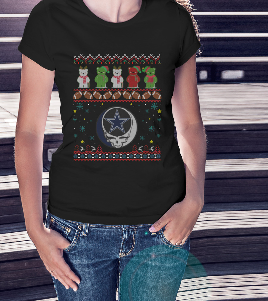 Dallas Cowboys Grateful Dead Bears Christmas Sweater Football Holiday T-Shirt