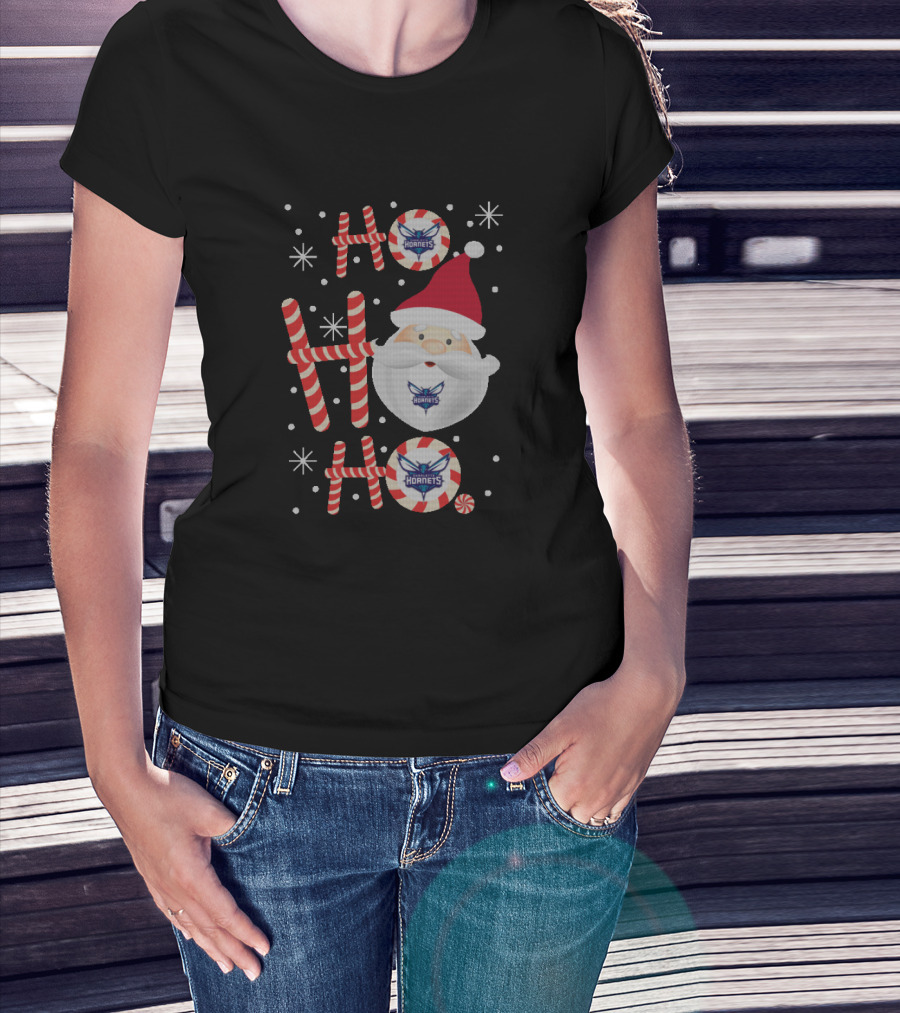 Santa Ho Ho Ho Charlotte Hornets Christmas Fan Celebration T-Shirt
