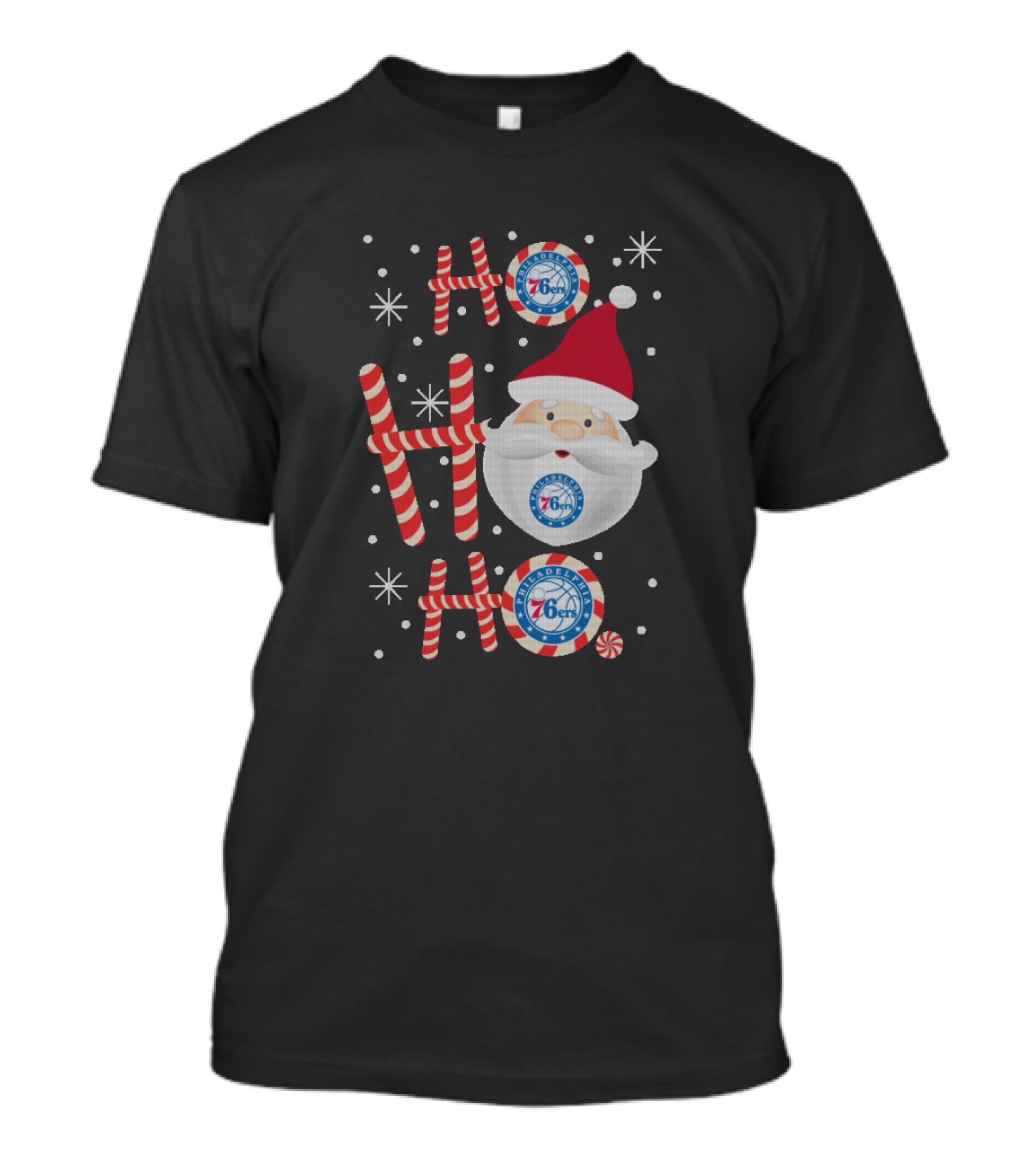 Ho Ho Ho Christmas Santa Philadelphia 76ers Fans Snowflakes T-Shirt