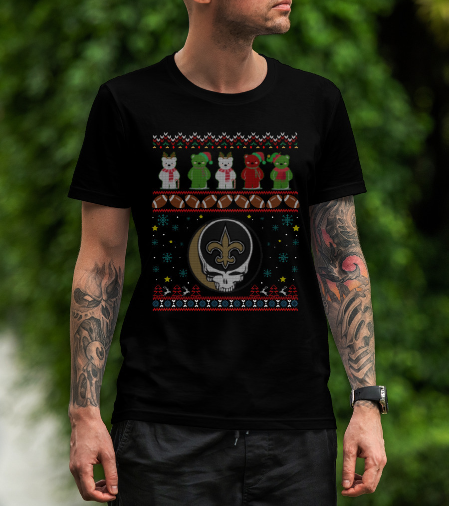 New Orleans Saints Grateful Dead Bears Christmas T-Shirt