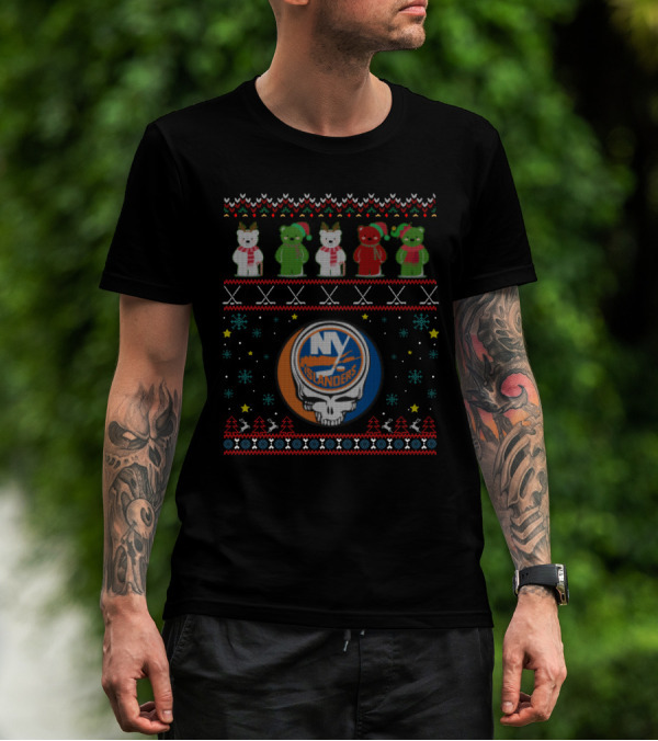 New York Islanders Grateful Dead Bears Holiday T-Shirt