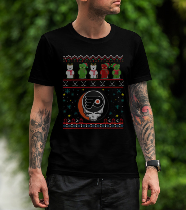 Philadelphia Flyers Grateful Dead Bears Ugly Christmas T-Shirt