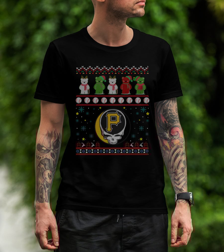 Pittsburgh Pirates Grateful Dead Bears Ugly Christmas T-Shirt
