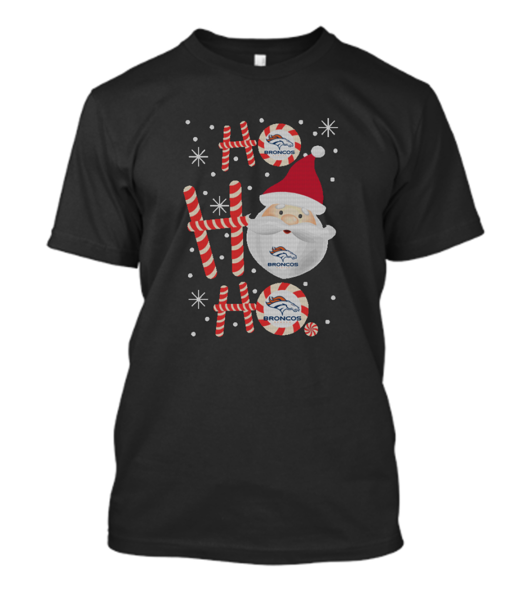 Santa Ho Ho Ho Merry Christmas Denver Broncos Fans Snowflakes T-Shirt