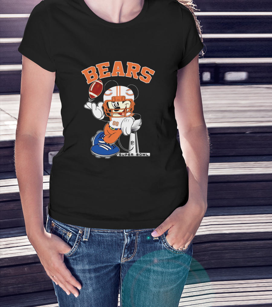 Bears Nfl Mickey Super Bowl Football Character T-Shirt