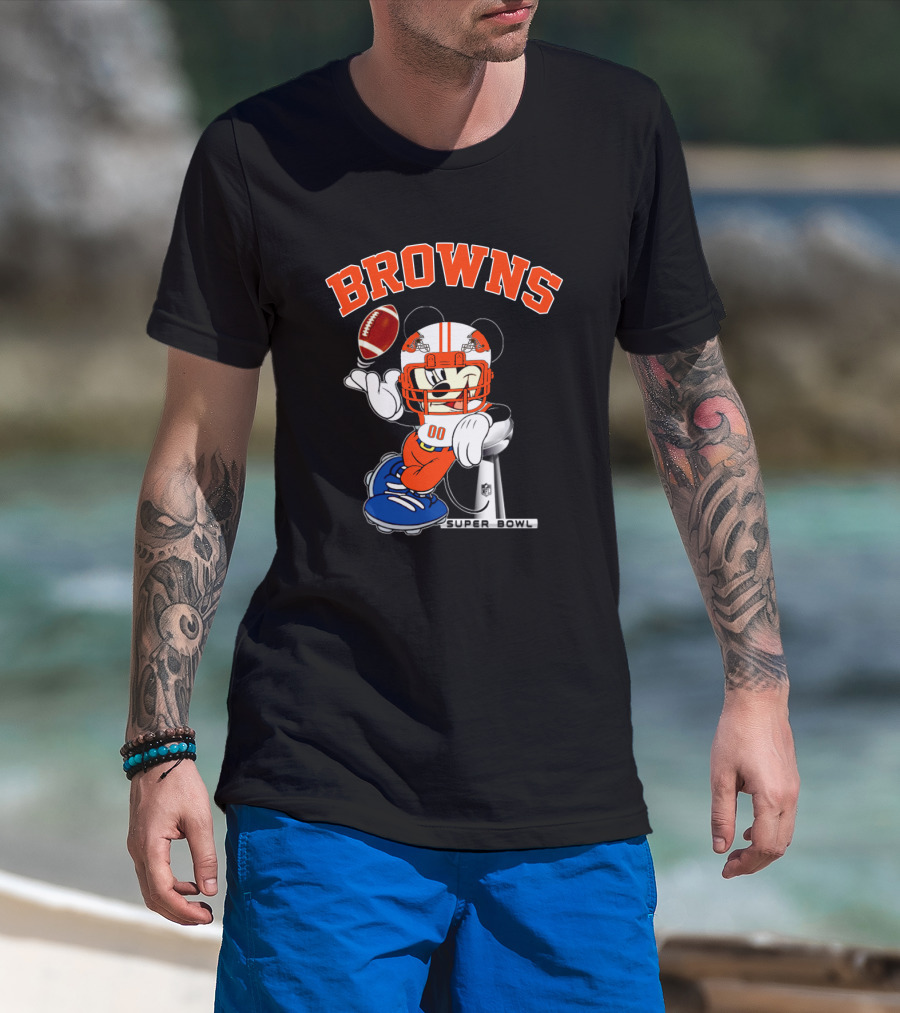 Browns Mickey Nfl Super Bowl Football T-Shirt