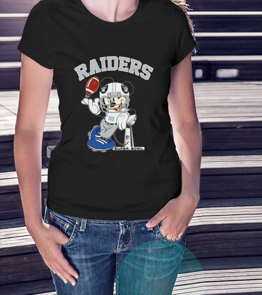 Raiders Mickey Mouse Nfl Super Bowl Football T-Shirt