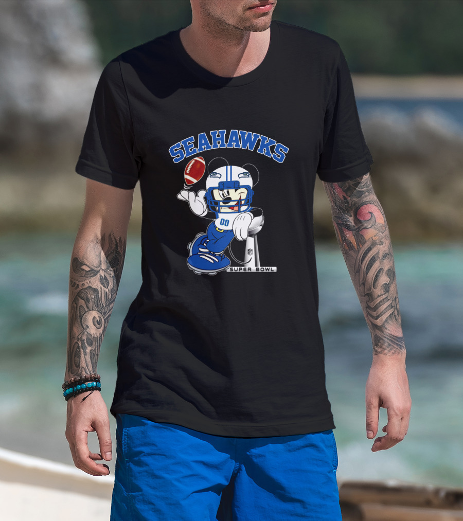 Seattle Seahawks Mickey 00 Nfl Super Bowl Football T-Shirt