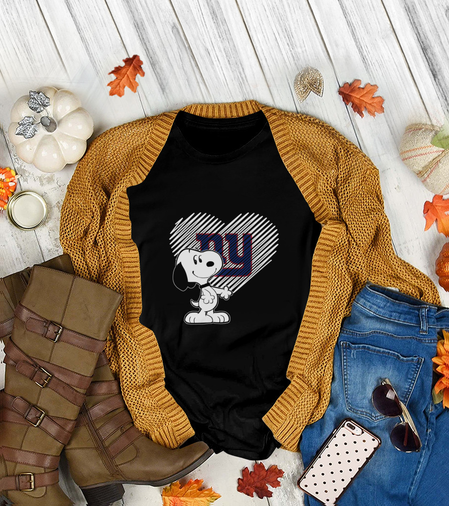Snoopy New York Giants Heart Logo Fan T-Shirt