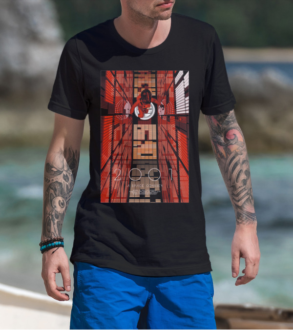 Futuristic Space Exploration In Red Hallway - 2001: A Space Odyssey T-Shirt