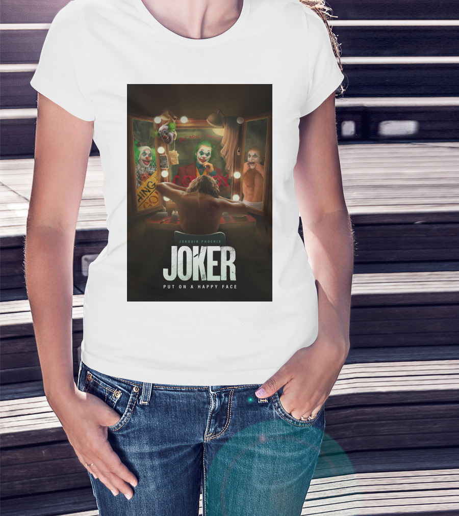Joaquin Phoenix Joker Put On A Happy Face Mirror Reflection T-Shirt