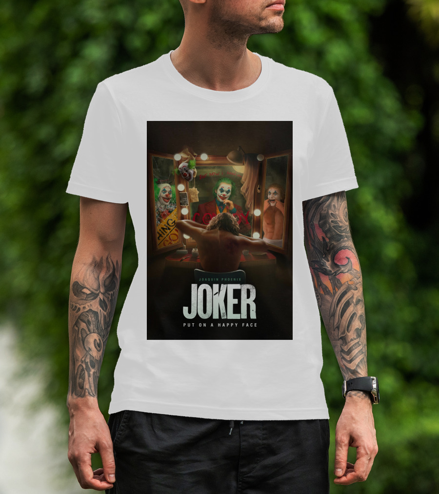 Joaquin Phoenix Joker Put On A Happy Face Mirror Reflection T-Shirt