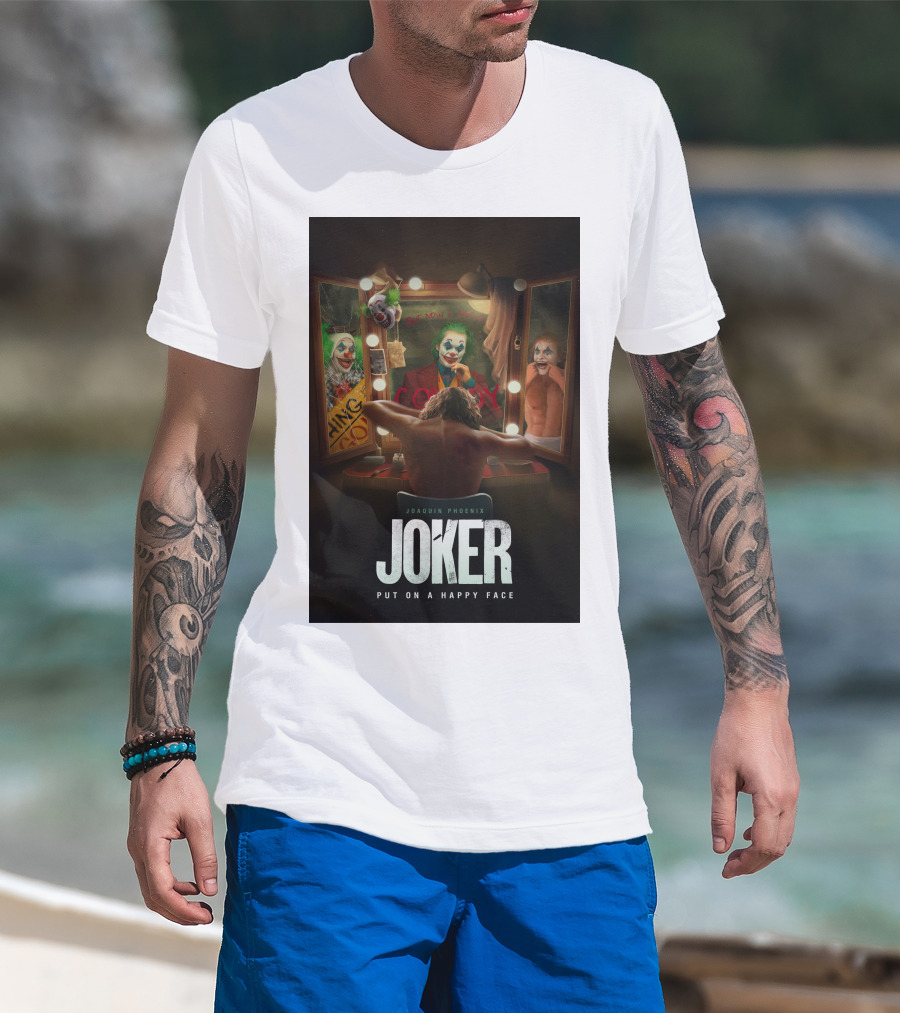 Joaquin Phoenix Joker Put On A Happy Face Mirror Reflection T-Shirt