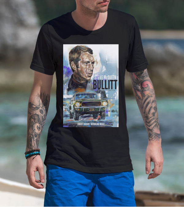 STEVE MCQUEEN BULLITT ROBERT VAUGHN JACQUELINE BISSET TECHNICOLOR MOVIE T-Shirt