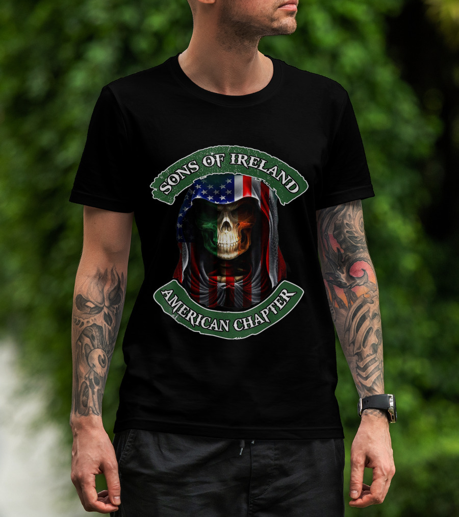 Sons Of Ireland Skull Hood American Chapter T-Shirt