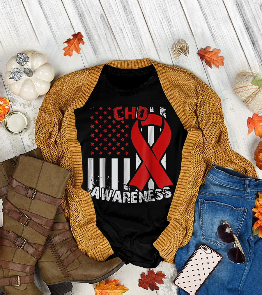 CHD Awareness Congenital Heart Defect Survivor Ribbon T-Shirt