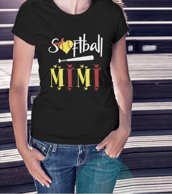 Softball Heart Bat Mimi Gift T-Shirt