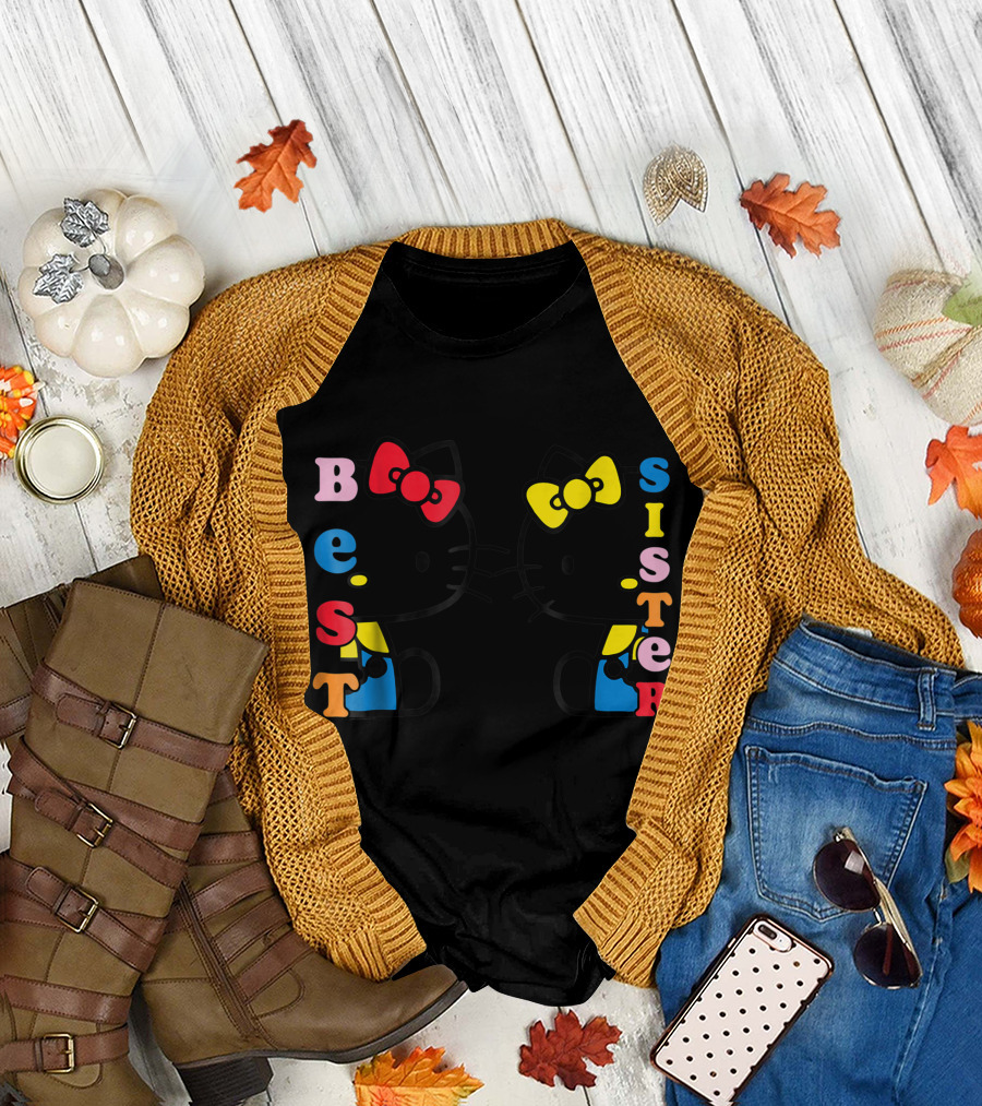 Hello Kitty Mimmy Best Sister Black Bow T-Shirt