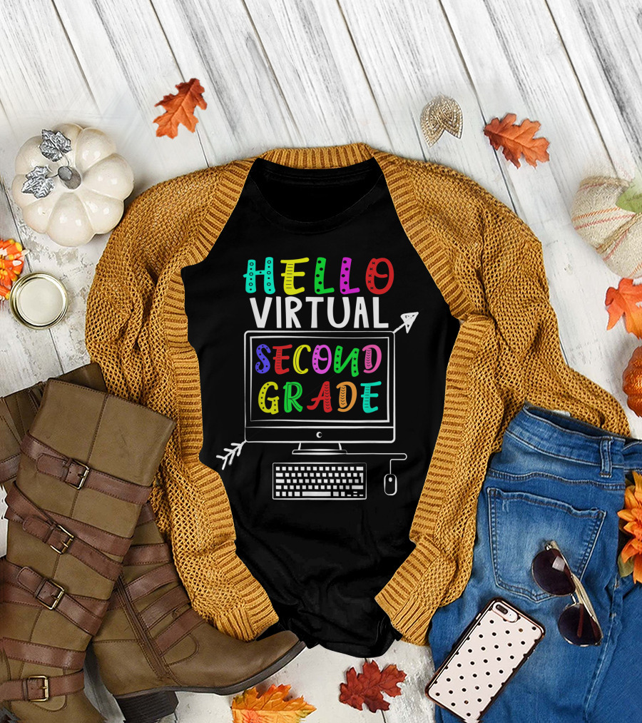 Hello Virtual Second Grade Computer Back to School T-Shirt