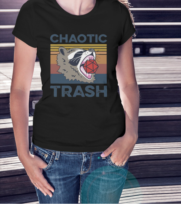 Chaotic Raccoon Retro Trash Dice T-Shirt