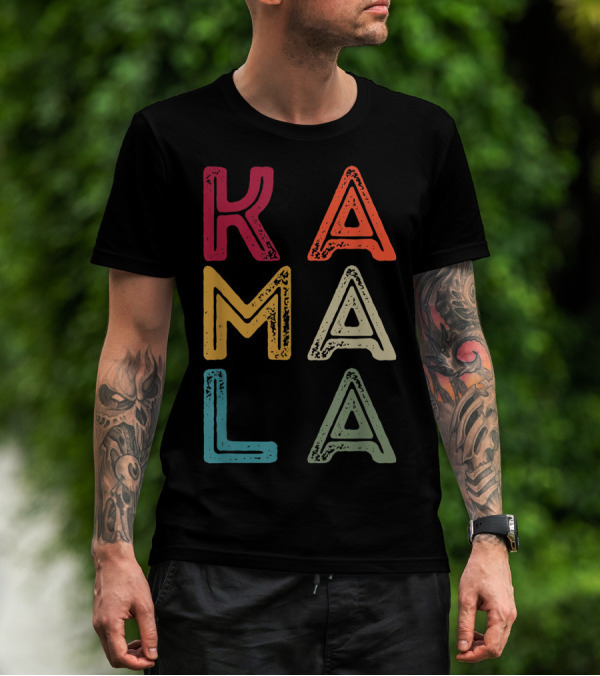 KAMALA Bold Multicolored Letters T-Shirt