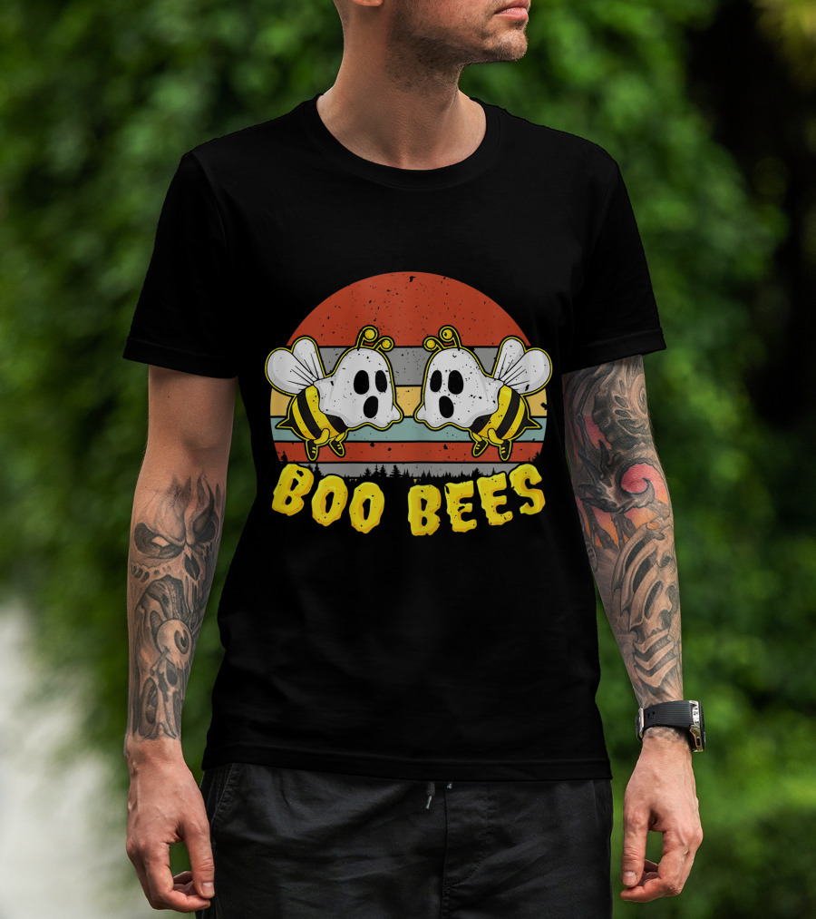 Boo Bees Retro Ghostly Bees Halloween Humor T-Shirt