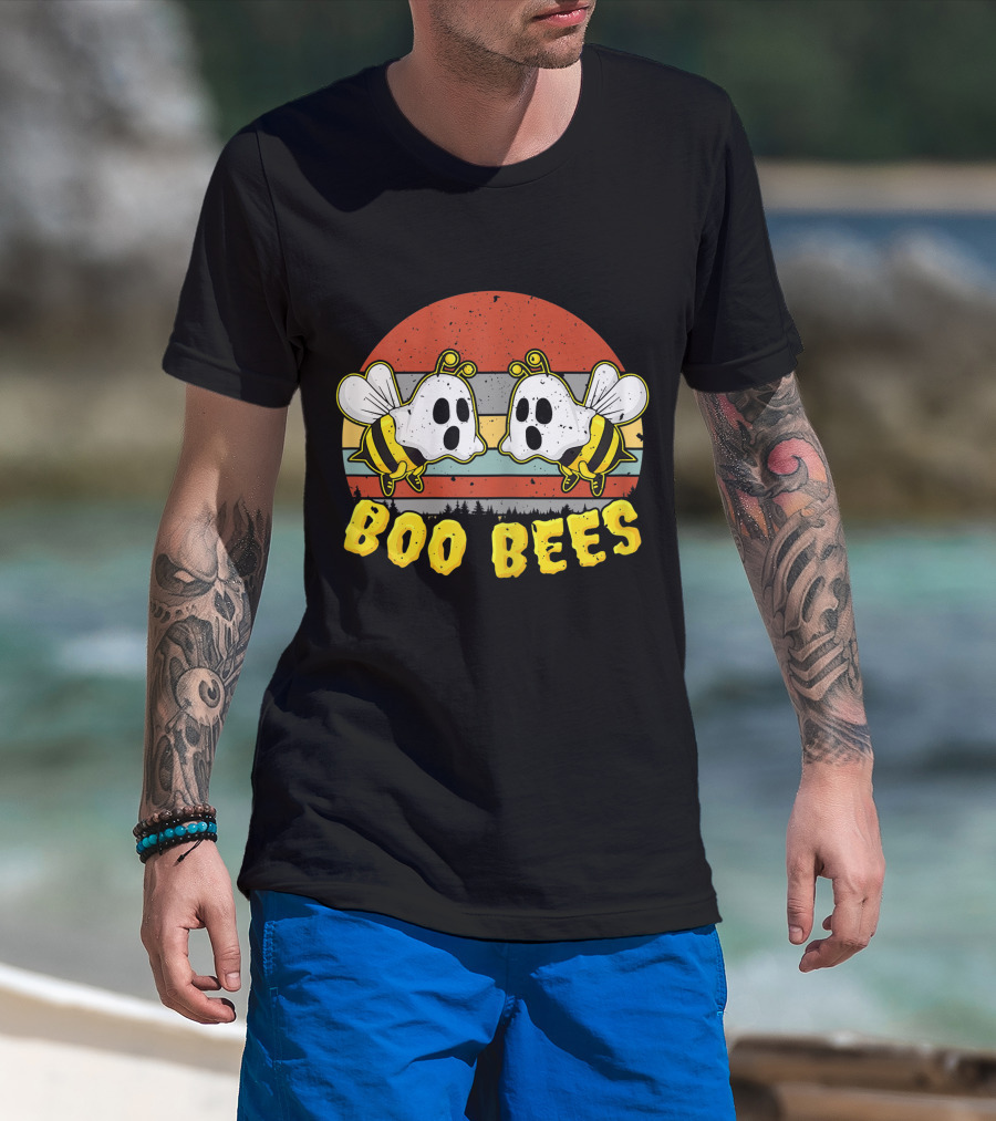Boo Bees Retro Ghostly Bees Halloween Humor T-Shirt