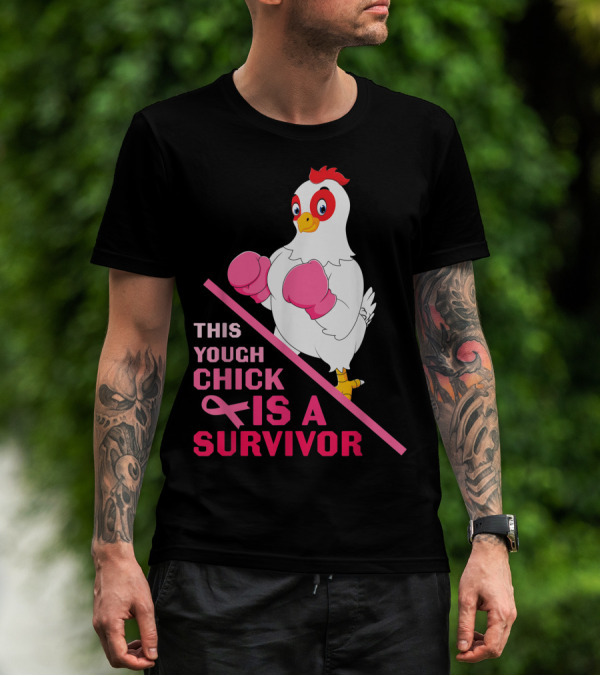 This Tough Chick Is A Survivor Breast Cancer Pink T-Shirt