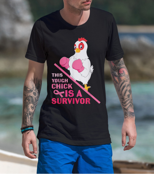 This Tough Chick Is A Survivor Breast Cancer Pink T-Shirt