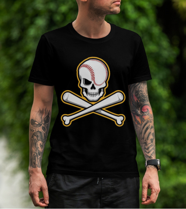 Skull Baseball Bat Crossbones Sports T-Shirt