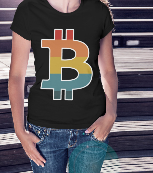 Bitcoin Retro Vintage Stripes T-Shirt