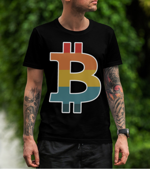 Bitcoin Retro Vintage Stripes T-Shirt