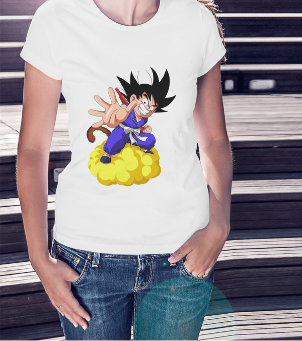 Goku Kid Riding Flying Nimbus Dragon Ball Classic Image T-Shirt