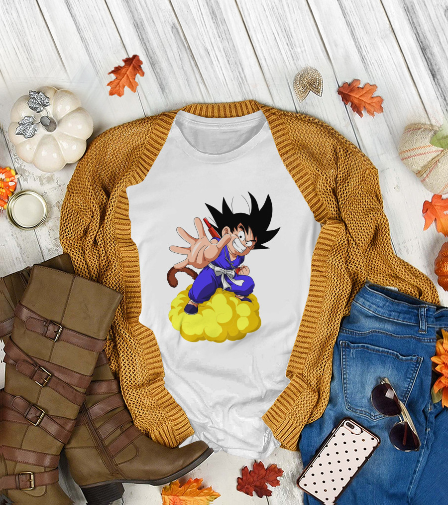 Goku Kid Riding Flying Nimbus Dragon Ball Classic Image T-Shirt