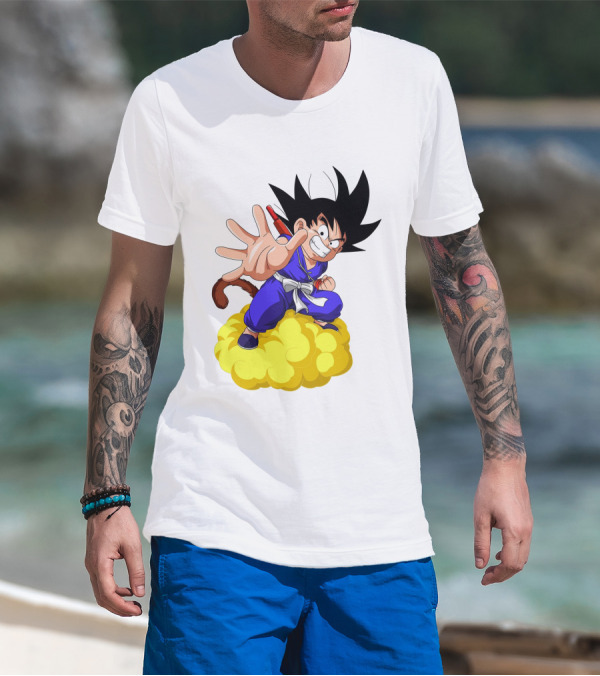 Goku Kid Riding Flying Nimbus Dragon Ball Classic Image T-Shirt