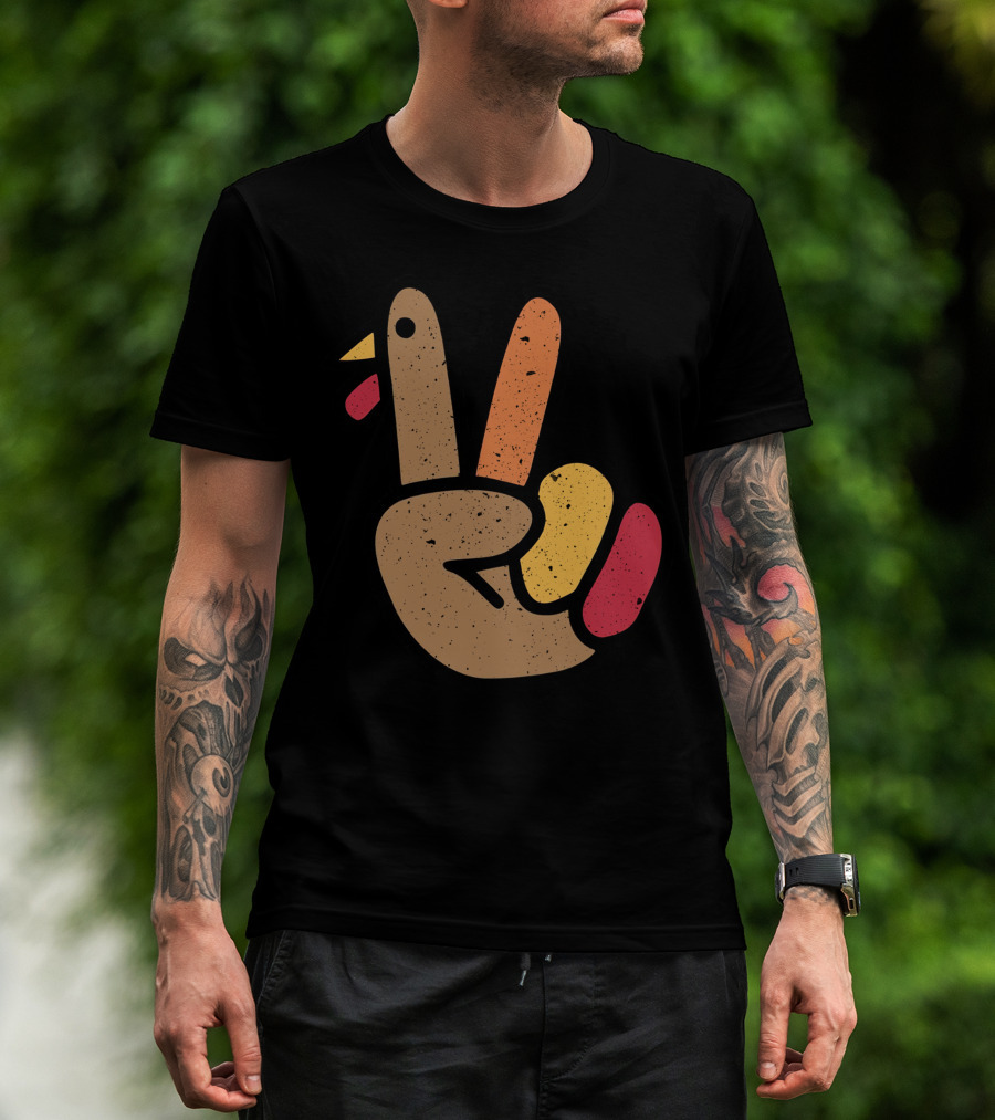 Peace Turkey Hand Cool Thanksgiving T-Shirt