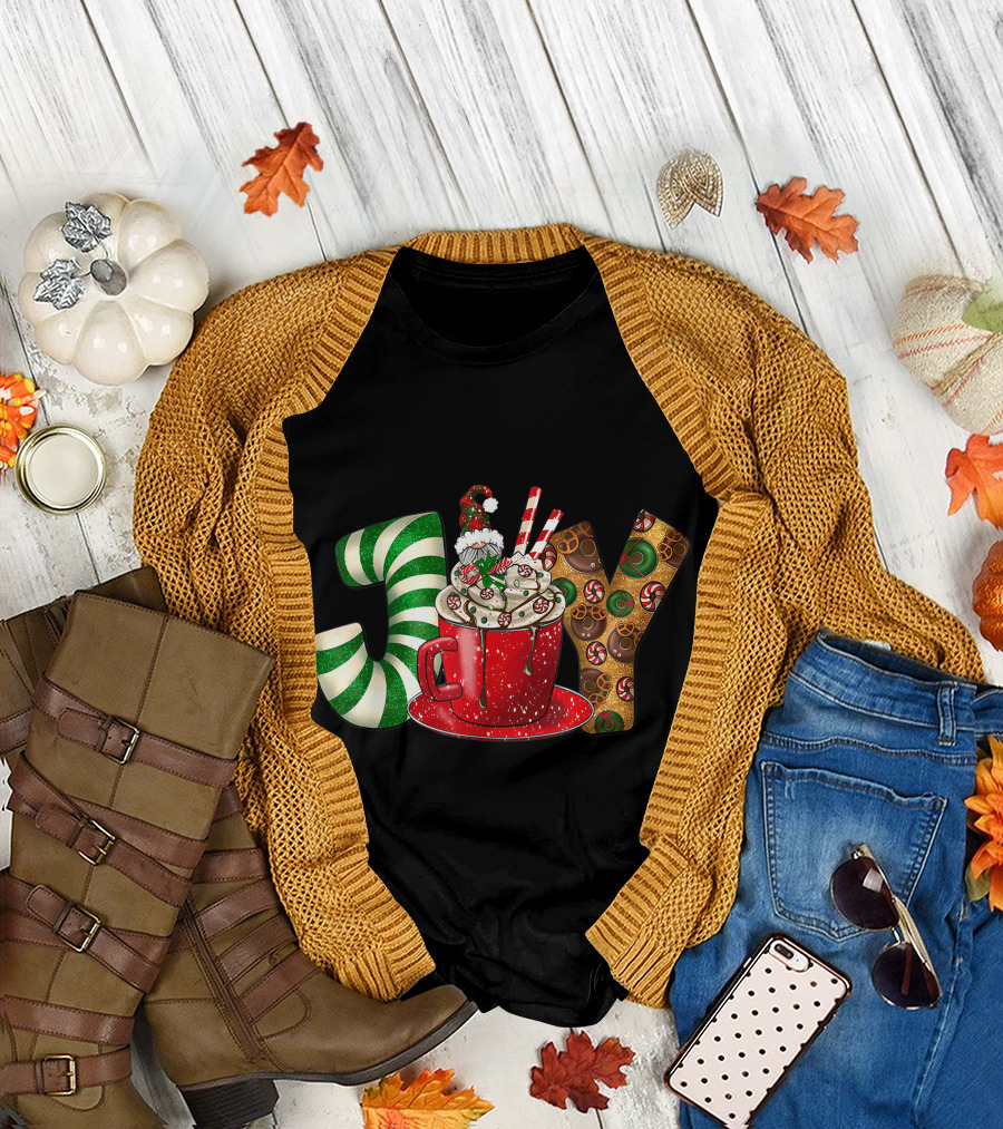 Joy Gnome Coffee Christmas Holiday Peppermint Mug T-Shirt
