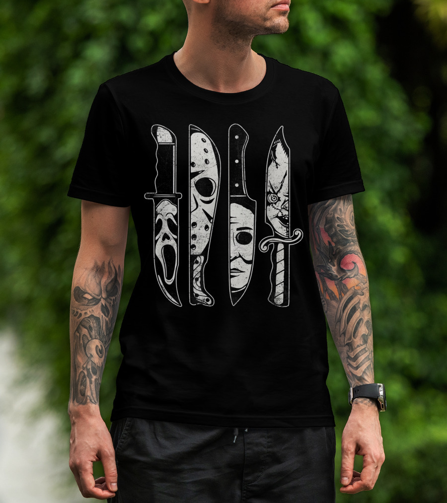 Scary Horror Movies Halloween Icons Scream Jason Michael Pennywise T-Shirt