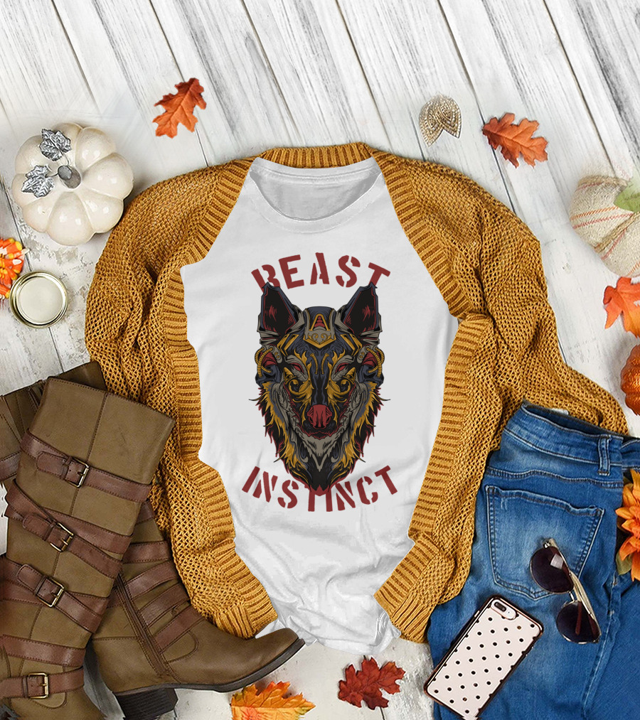 Beast Instinct Wolf Warrior Emblem T-Shirt
