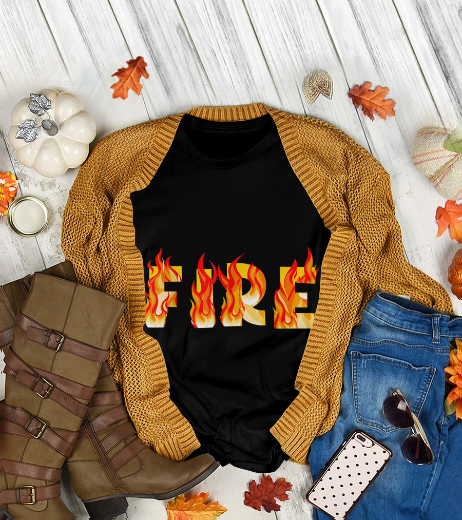 FIRE Couple DIY Flame Letters T-Shirt