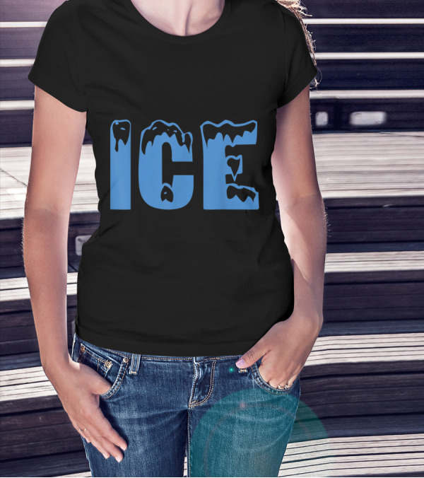 Fire And Ice Frozen Lettering T-Shirt